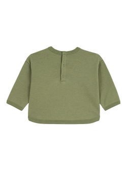 Petit Bateau Baby Cotton Boxy Boat Print Sweatshirt, Green - view 2, Green