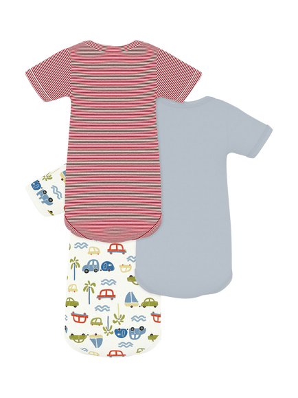 Petit Bateau Baby Short Sleeved Bodysuit, Pack of 3, White/Multi - view 2, White/Multi