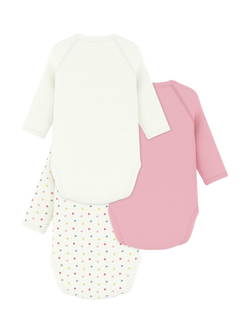 Petit Bateau Baby Cotton Wrap Bodysuit, Pack of 3, White - view 2, White