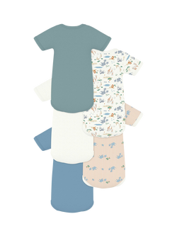 Petit Bateau Baby Cotton Short Sleeved Bodysuit, Pack of 5, White/Multi - view 2, White/Multi