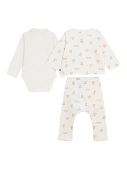Petit Bateau Baby Three Piece Layette Outfit Set, White - view 2, White