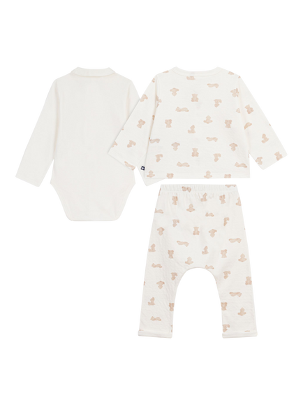 Petit Bateau Baby Three Piece Layette Outfit Set, White - view 2, White