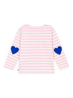 Petit Bateau Kids' Relaxed Long Sleeved Striped Top, Pink - view 2, Pink