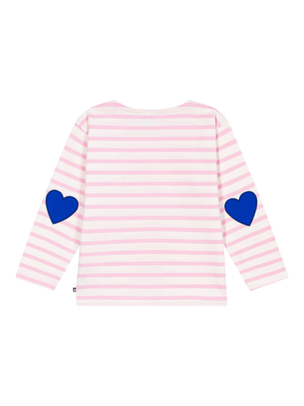 Petit Bateau Kids' Relaxed Long Sleeved Striped Top, Pink - view 2, Pink