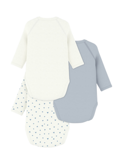 Petit Bateau Baby Cotton Wrap Bodysuit, Pack of 3, White - view 2, White