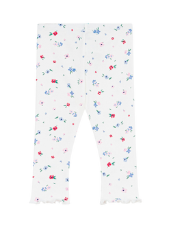 Petit Bateau Baby Ribbed Floral Leggings, White - view 2, White