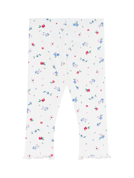Petit Bateau Baby Ribbed Floral Leggings, White - view 2, White