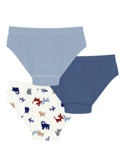 Petit Bateau Kids' Boys Printed Cotton Pants, Pack of 3, Blue - view 2, Blue