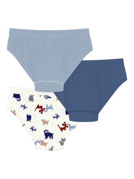Petit Bateau Kids' Boys Printed Cotton Pants, Pack of 3, Blue - view 2, Blue