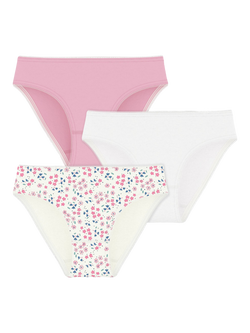 Petit Bateau Kids' Girls Cotton Briefs, Pack of 3, Pink, Pink