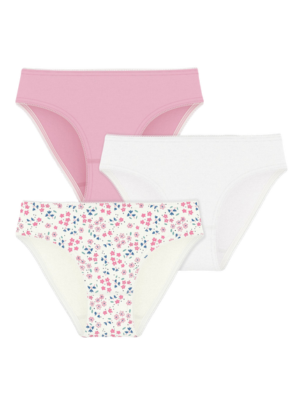 Petit Bateau Kids' Girls Cotton Briefs, Pack of 3, Pink, Pink