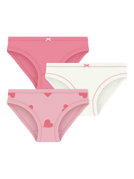 Petit Bateau Kids' Girls Cotton Briefs, Pack of 3, Pink, Pink