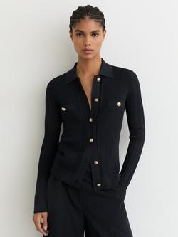 Reiss Harri Button Detail Knit Top, Navy, Navy