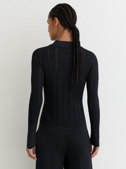 Reiss Harri Button Detail Knit Top, Navy - view 2, Navy