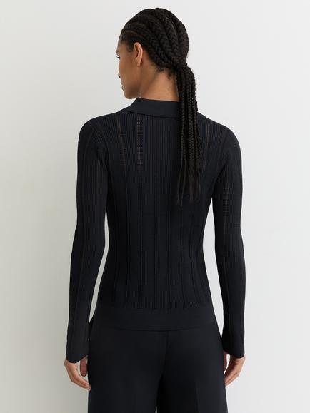 Reiss Harri Button Detail Knit Top, Navy - view 2, Navy