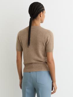 Reiss Stevie Pure Cashmere Knit Top, Taupe Neutral - view 2, Taupe Neutral