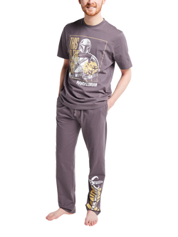 Brand Threads Mandalorian Cotton Long Pyjama Set, Grey, Grey