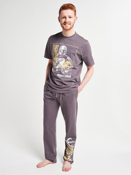 Brand Threads Mandalorian Cotton Long Pyjama Set, Grey, Grey