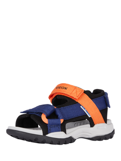 Geox Kids' Borealis Open Toe Sandals, Navy/Orange - view 2, Navy/Orange