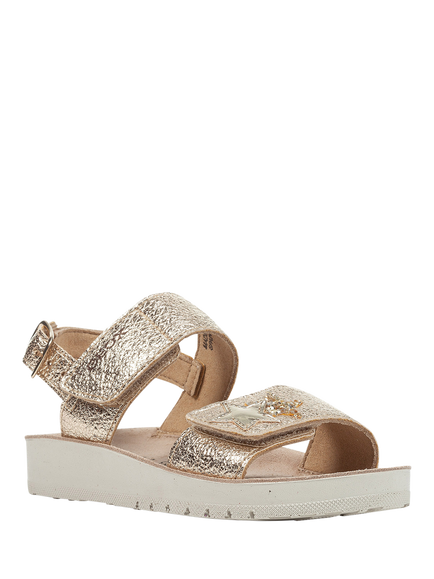 Geox Kids' Costarei Metallic Open Toe Sandals, Gold - view 2, Gold