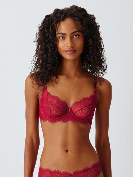 John Lewis Bronte Padded Balcony Bra, Red, Red