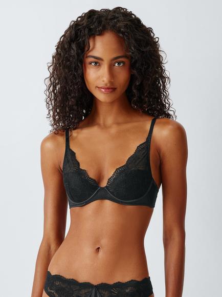 John Lewis Cleo Padded High Apex Bra, Black