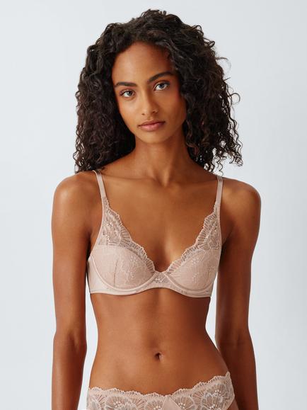 John Lewis Cleo Padded High Apex Bra, New Almond