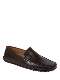 Jones Bootmaker Paterson Leather Moccasins, Dark Brown - view 2, Dark Brown