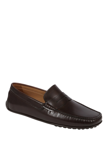 Jones Bootmaker Paterson Leather Moccasins, Dark Brown - view 2, Dark Brown