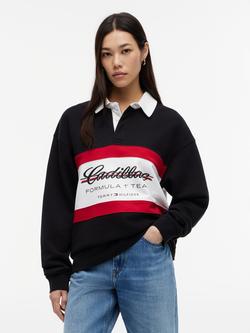 Tommy Hilfiger X Cadillac F1 Cotton Regular Fit Long Sleeve Polo Shirt, Black - view 2, Black