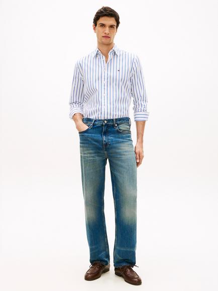 Tommy Hilfiger Flex Poplin Cotton Regular Fit Stripe Shirt, White/Multi - view 2, White/Multi