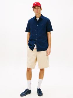 Tommy Hilfiger Cotton Blend Regular Fit Seersucker Shirt - view 2, Dark Night Navy