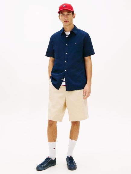 Tommy Hilfiger Cotton Blend Regular Fit Seersucker Shirt - view 2, Dark Night Navy