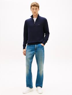 Tommy Hilfiger Cotton Zip-Through Sweatshirt, Navy Blue - view 2, Navy Blue