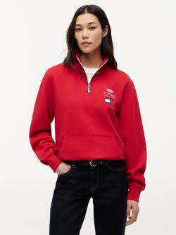 Tommy Hilfiger Half Zip Sweatshirt, Red, Red