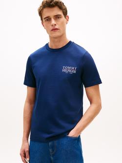 Tommy Hilfiger Cotton Regular Fit Short Sleeve Heritage Logo T-Shirt, Carbon Navy, Carbon Navy