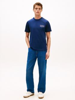 Tommy Hilfiger Cotton Regular Fit Short Sleeve Heritage Logo T-Shirt, Carbon Navy - view 2, Carbon Navy
