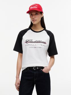 Tommy Hilfiger X Cadillac F1 Cotton Regular Fit Short Sleeve Logo T-Shirt, White/Black - view 2, White/Black