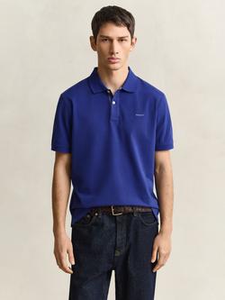GANT Piqué Cotton Blend Polo Shirt, Crisp Blue, Crisp Blue