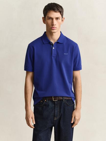 GANT Piqué Cotton Blend Polo Shirt, Crisp Blue, Crisp Blue