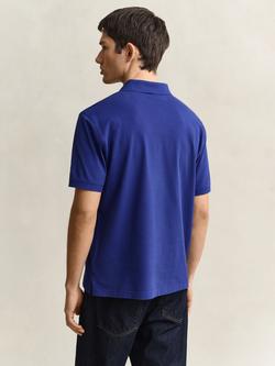 GANT Piqué Cotton Blend Polo Shirt, Crisp Blue - view 2, Crisp Blue