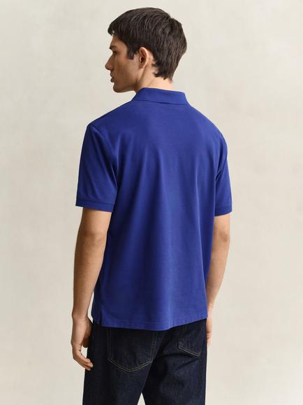 GANT Piqué Cotton Blend Polo Shirt, Crisp Blue - view 2, Crisp Blue