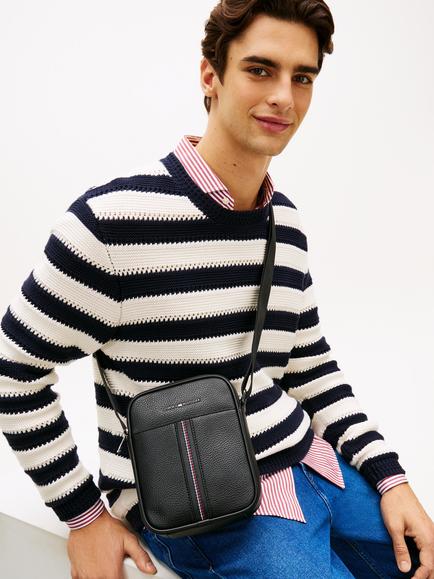 Tommy Hilfiger Pebble-Grain Reporter Bag, Black - view 2, Black