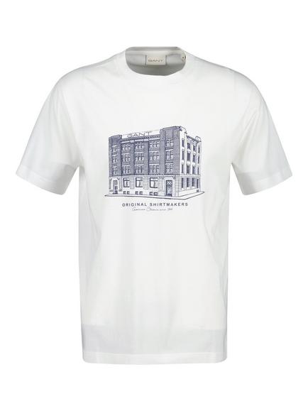 GANT Cotton Regular Fit Short Sleeve Graphic T-Shirt, Eggshell, Eggshell