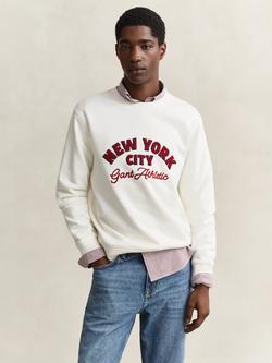 GANT Graphic Crew Neck Cotton Sweatshirt, Cream, Cream
