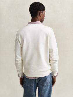 GANT Graphic Crew Neck Cotton Sweatshirt, Cream - view 2, Cream