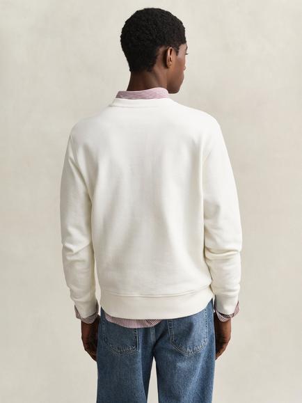 GANT Graphic Crew Neck Cotton Sweatshirt, Cream - view 2, Cream
