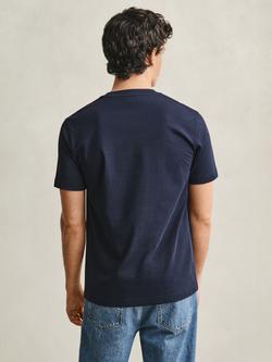 GANT Graphic Print Crew Neck Cotton T-Shirt, Evening Blue - view 2, Evening Blue