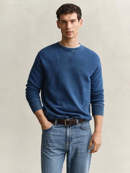 GANT Crew Neck Cotton Blend Sweatshirt, Indigo, Indigo