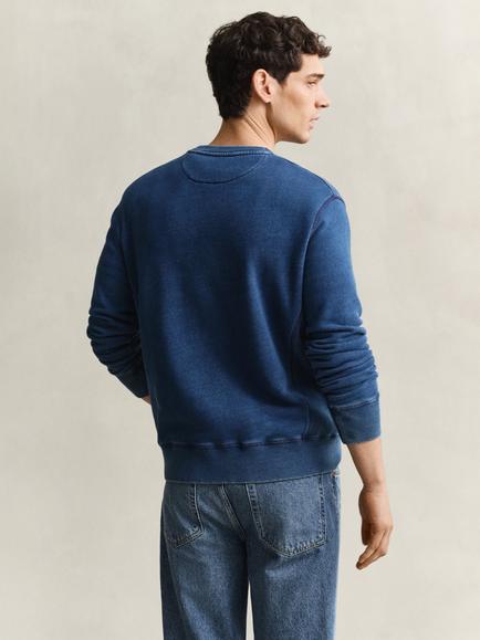 GANT Crew Neck Cotton Blend Sweatshirt, Indigo - view 2, Indigo